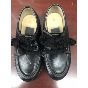 Baby Boys Infant Toddler Black/Brown Leather Shoe Size 6 Lace Up‎